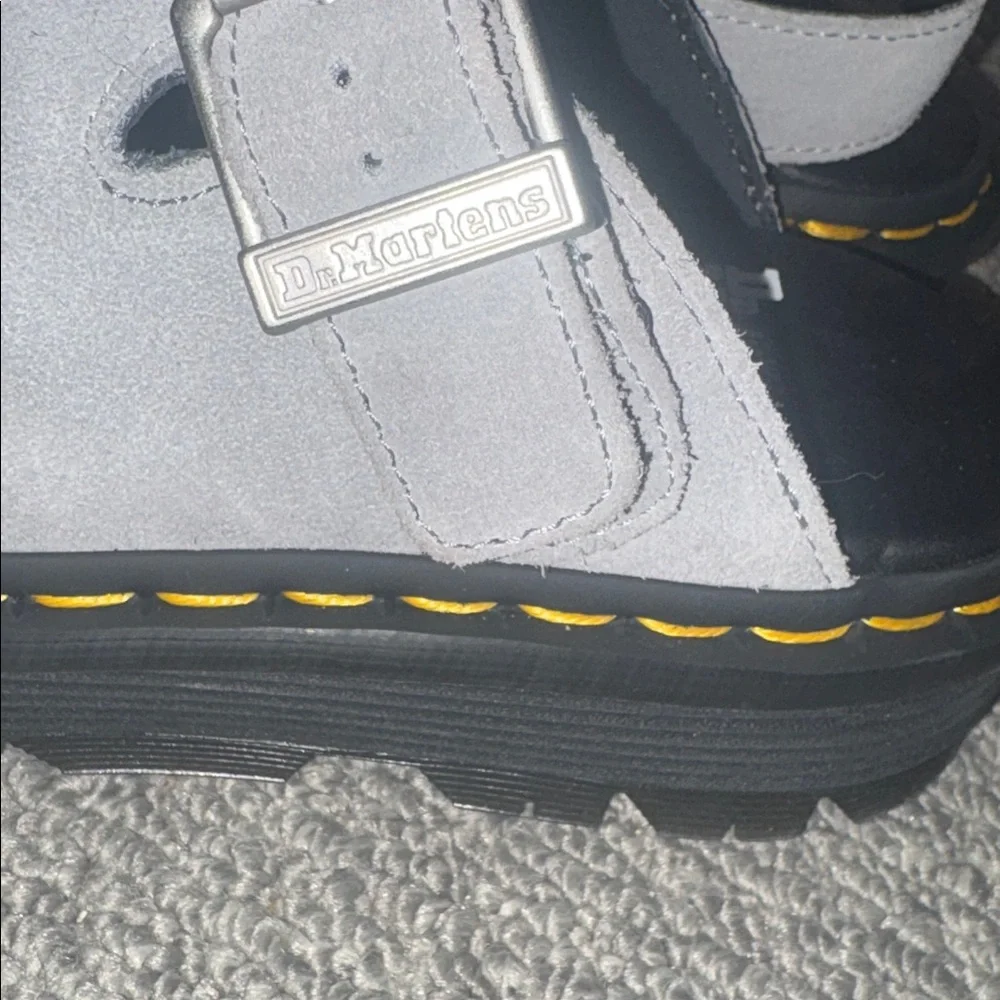 NWT DR. MARTENS Zebzag Suede Slingback Platform Mule in Grey - Picture 6 of 9